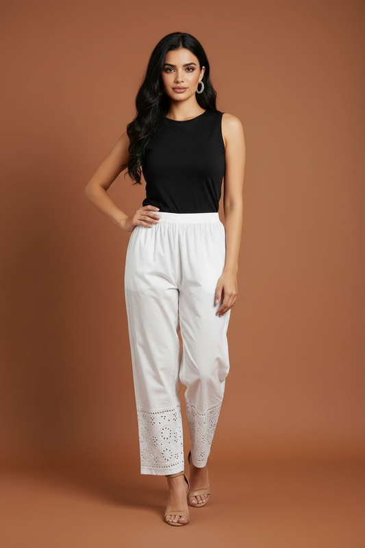 L to XL Indian size stretchable Mirror White Pants P3