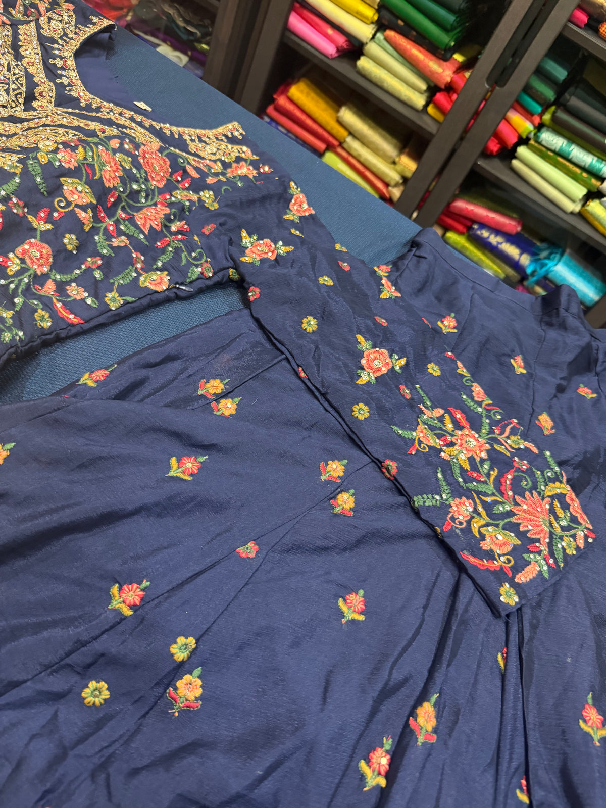 Indian Pakistani Outfit Shararas Salwar  Bollywood stylish Diwali Suit Size 44” Blue Y2