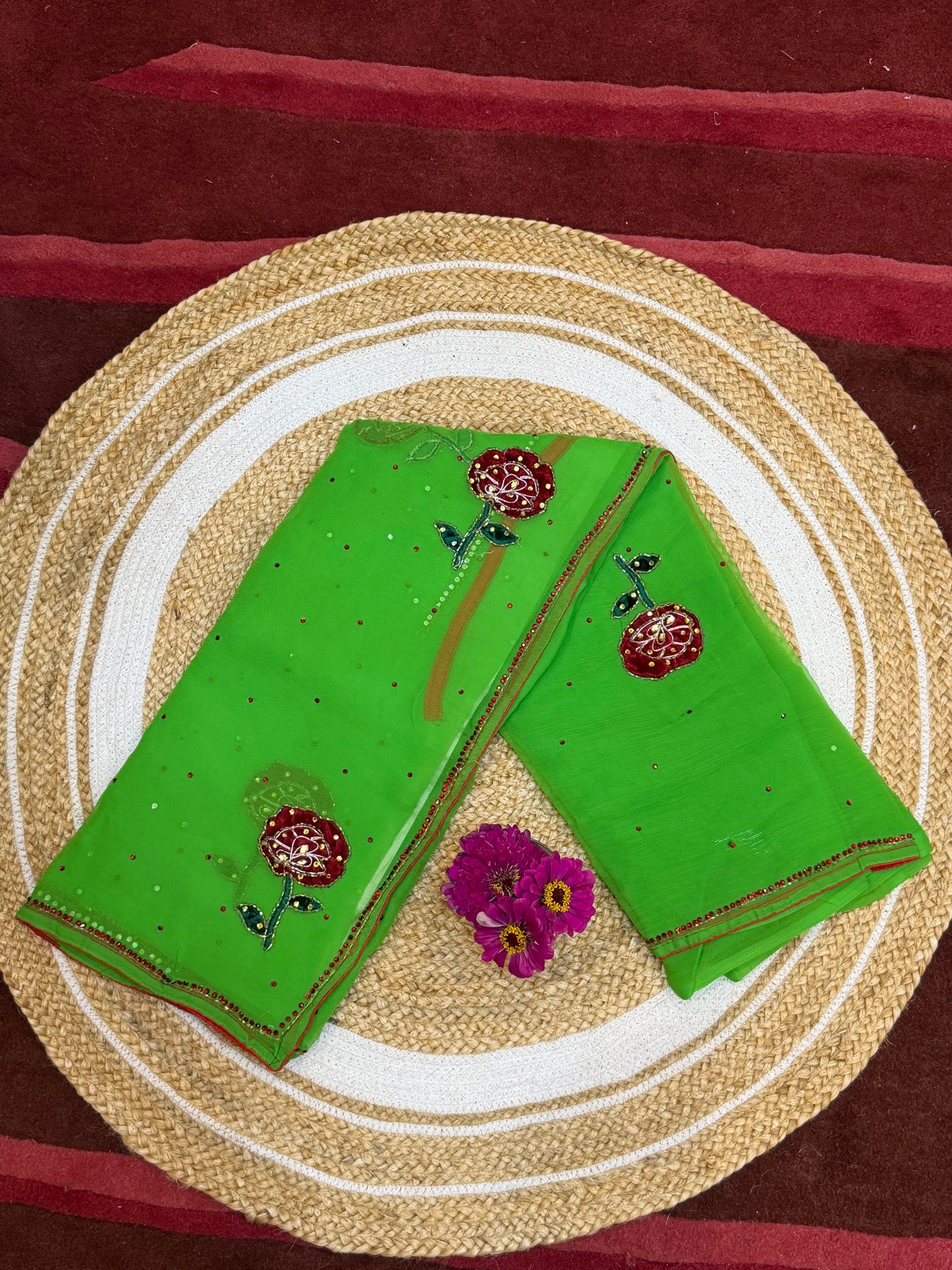 Chiffon Casual soft Sari Indian Fancy Saree Maroon S16