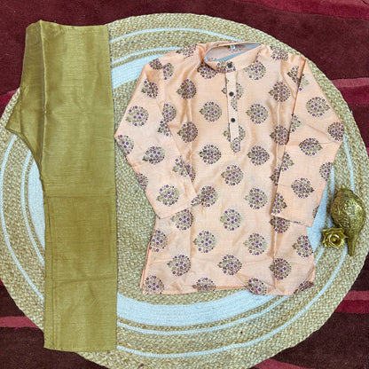 Boys Indian Sherwani Outfit kids Kurta Peach Gold K15