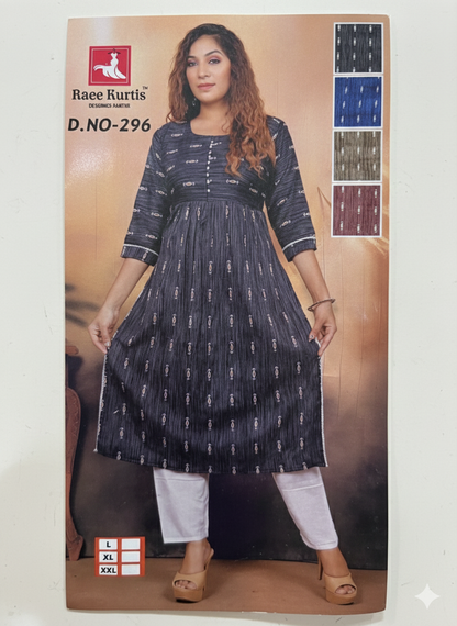 40” L size 10 Anarkali style Long Kurti with Pants Grey SS05