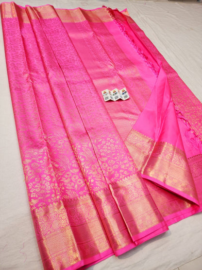 Kanchipuram Pure Silk Saree Bridal Pink Kanjivaram Sari SPK261