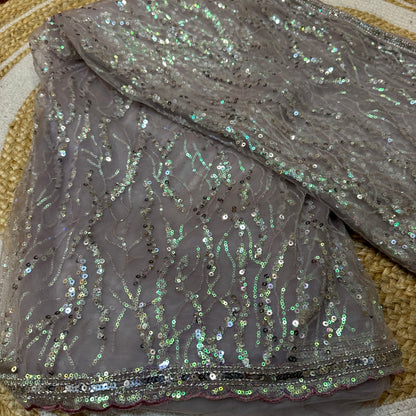 Net Sari Indian Bollywood Sequins Designer Fancy Party wear Saree Pink Z2