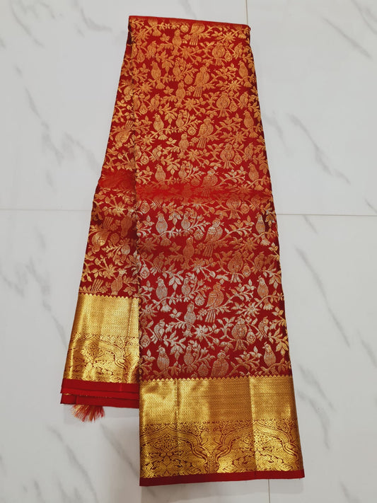 Bridal Kanchipuram Pure Silk Saree Maroon Kanjivaram Sari| SPK162
