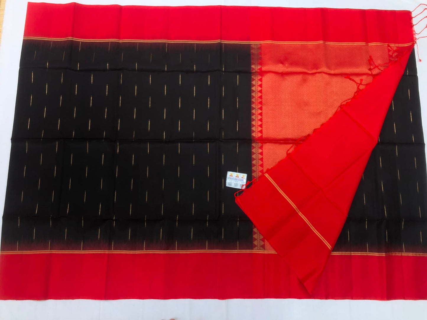 Pattu Soft Silk Indian Saree Pure Silk Sari Black Red SS51