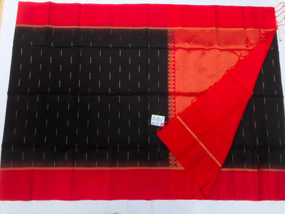 Pattu Soft Silk Indian Saree Pure Silk Sari Black Red SS51