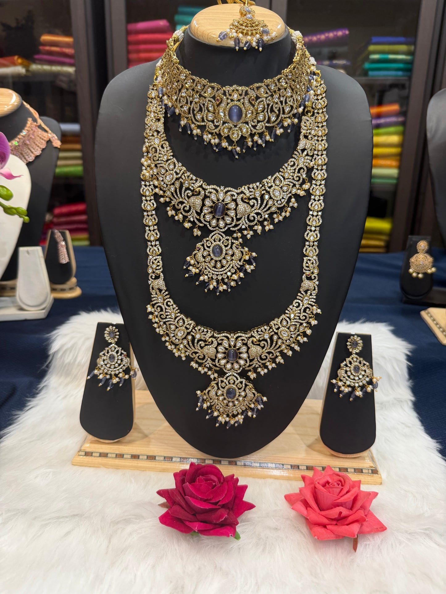 Victorian Polished AD Indian Bridal Necklace set N5