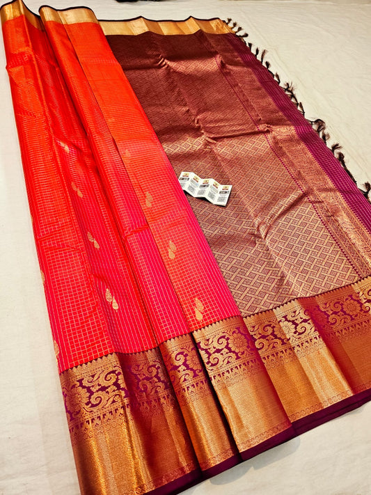 Kanchipuram Pure Silk Saree Bridal Indian Kanjivaram Sari SPK345