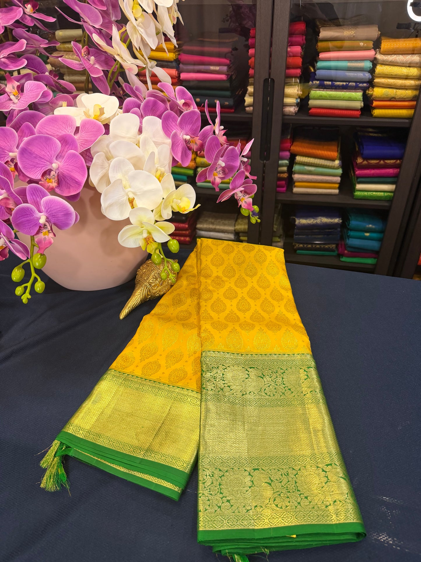 Korvai Kanchipuram Pure Silk Saree Bridal Kanjivaram Sari SPK240