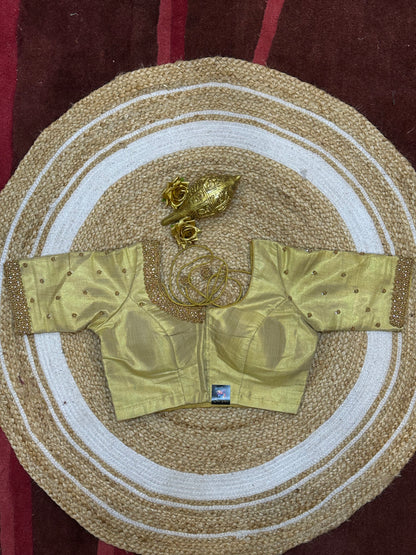 36” Small size Aari Worked Sari Blouse Indian Saree Antique Gold B206