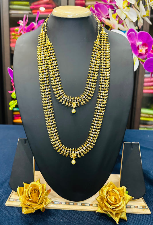 Forming Gold Indian Necklace Kerala Jewellery White N46