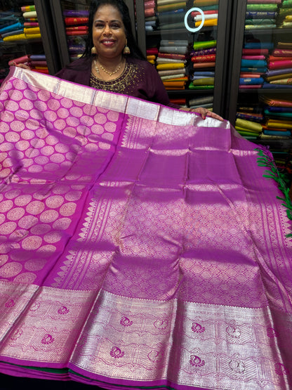 Kanchipuram Pure Silk handloom Saree Indian Kanjivaram Pink Sari SPK366