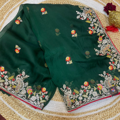 Sari Indian Fancy Party wear Green Saree SAR12