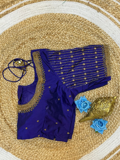 42” XL Size 12 size Aari Worked Sari Blouse Indian Saree Top Purple B183