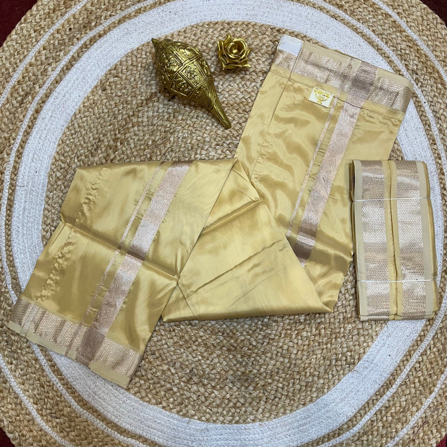 Men’s South Indian Vesti Semi Silk Ready to wear Vetti Dhotti Sandalwood V19