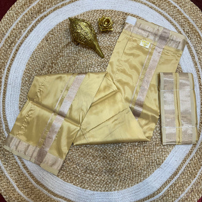 Men’s South Indian Vesti Semi Silk Ready to wear Vetti Dhotti Sandalwood V19