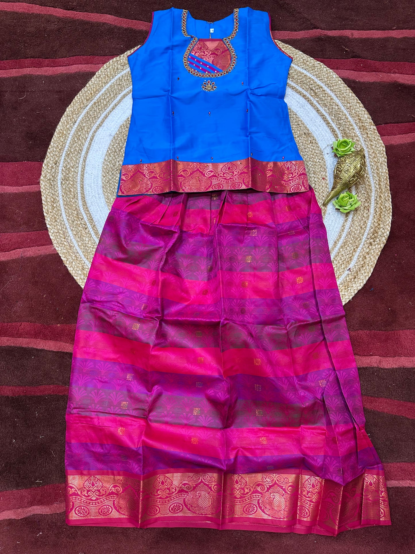 40”kids wear Lehenga Pattu Pavadai Sattai Skirt Top G51