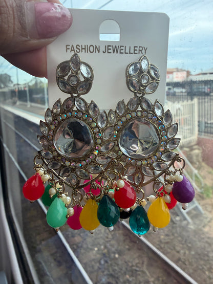 Multi coloured Indian Earrings Stylish Indian Jewellery E18