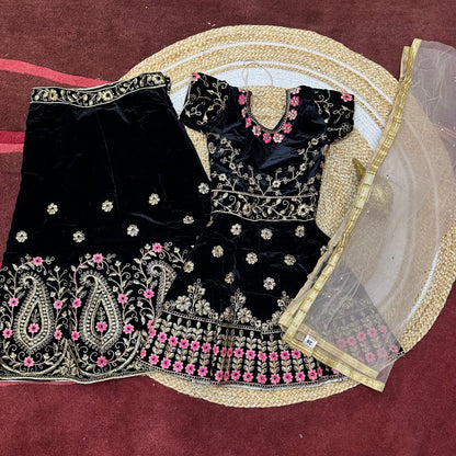 28” Size 6 to 7 Indian Peplum Lehenga Teal Green Pavadai Sattai Skirt Top G71 Col 1