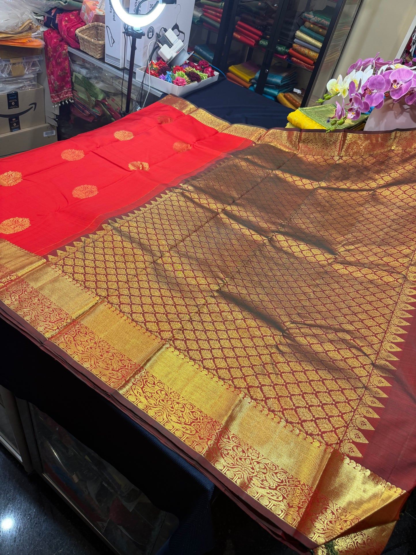 Kanchipuram Pure Silk Saree Bridal Kanjivaram Sari SPK240