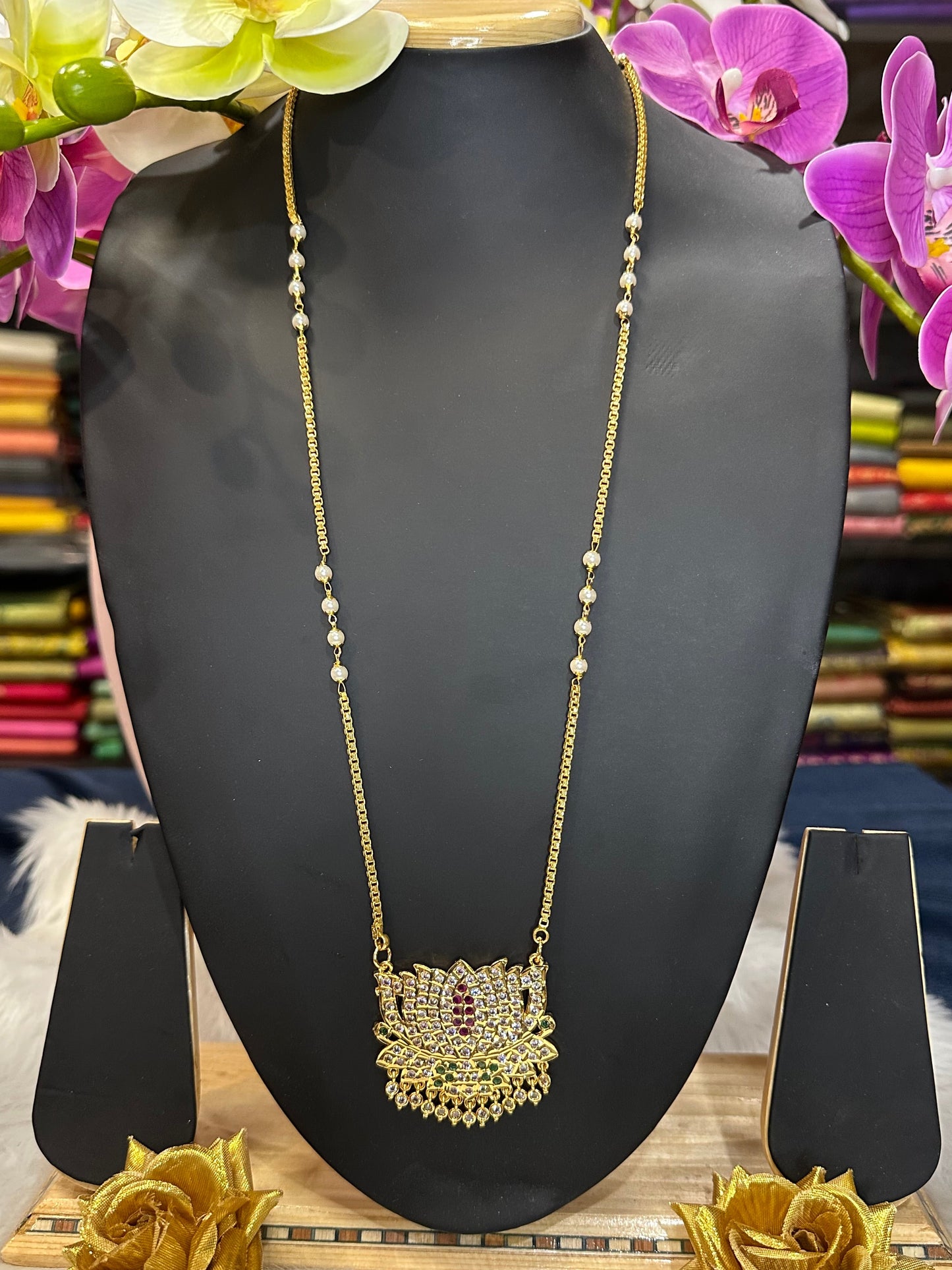 Impon Indian Necklace Multi Lotus Pathakkam Haram N23