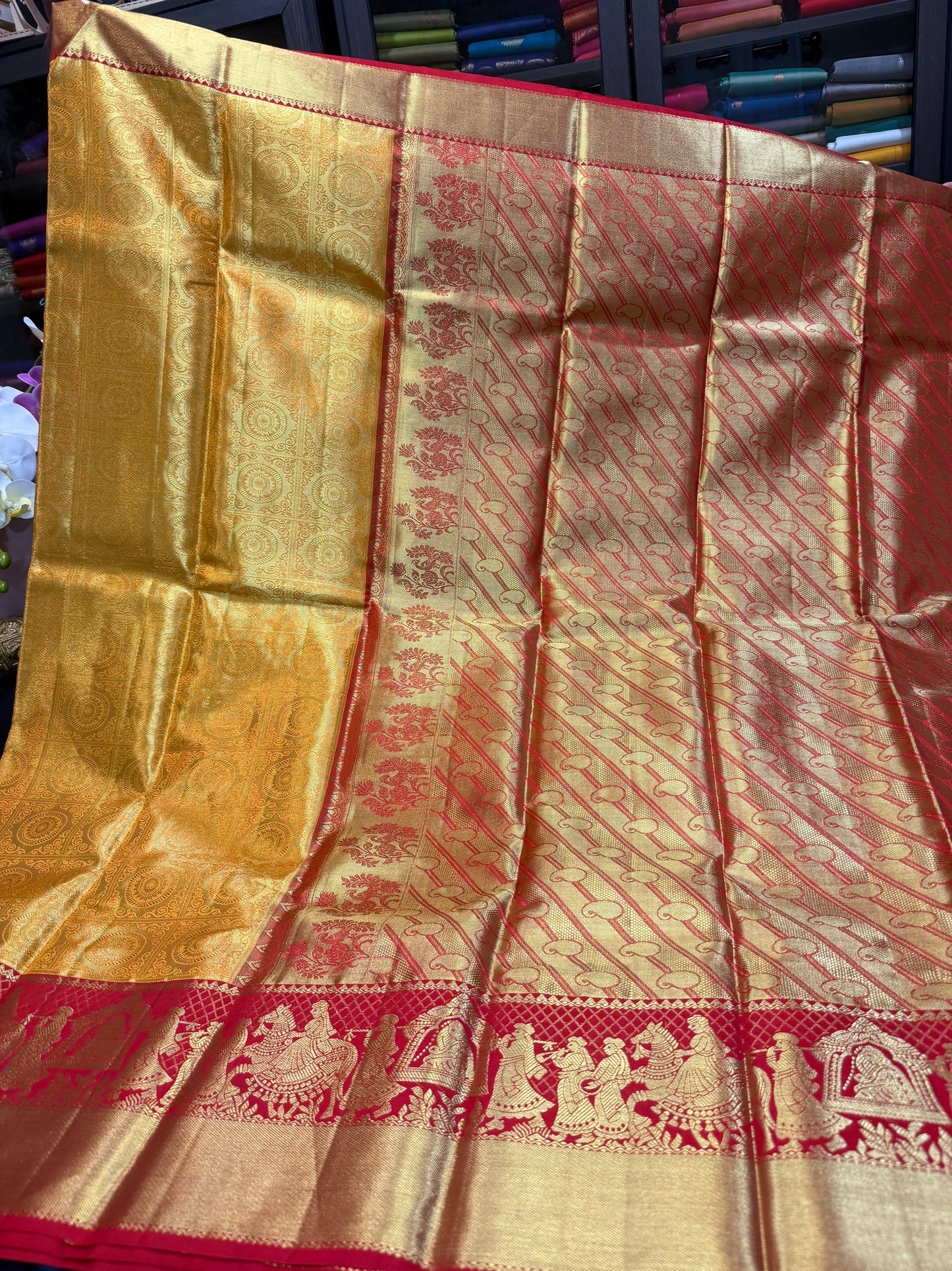 Kanchipuram Pure Silk Saree Indian Kanjivaram Bridal Sari SPK423