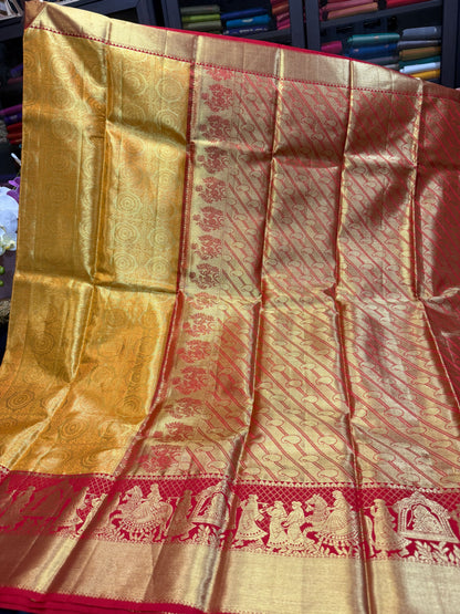 Kanchipuram Pure Silk Saree Indian Kanjivaram Bridal Sari SPK423