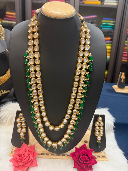Kundan style Indian Jewellery Necklace set Green N12