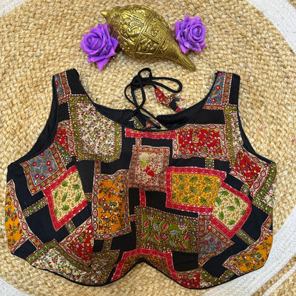 Cotton Kalamkari 38” Medium Sari Blouse Indian Saree Top B409