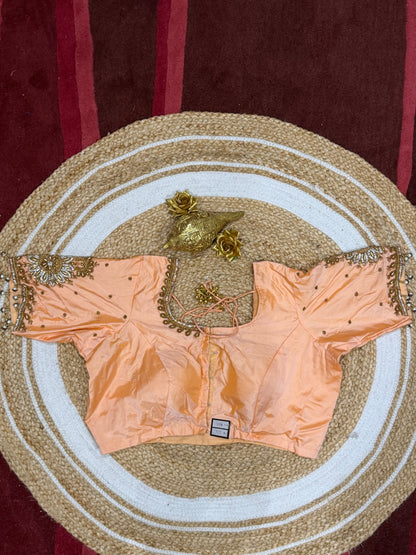 42” XL Size 12 size Aari Worked Sari Blouse Indian Saree Top Peach B172
