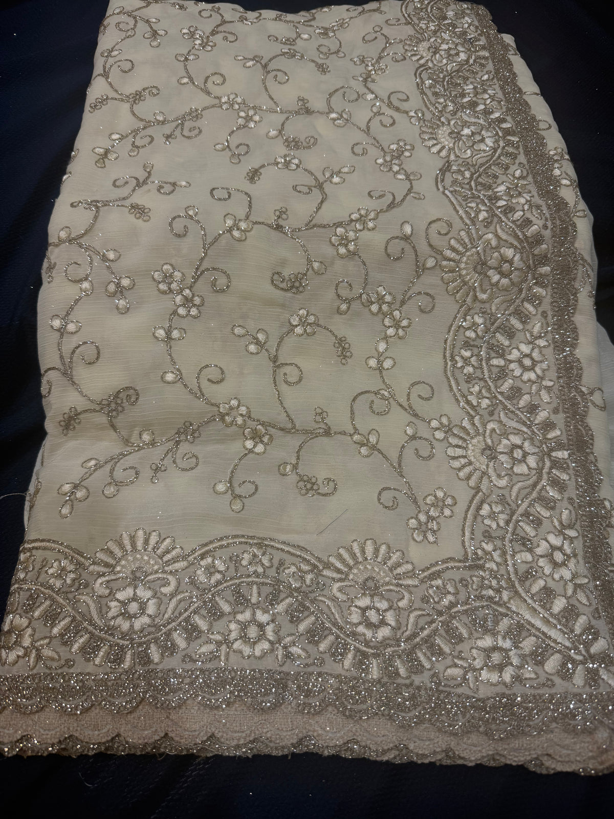 Sari Indian Bollywood Designer Party wear Cream Off White Saree Z12 Col 2