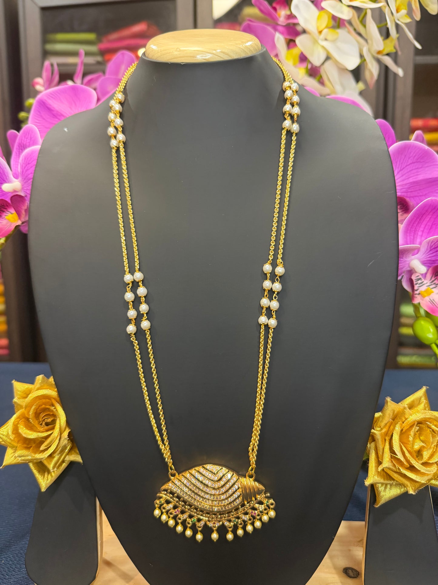 Impon Indian Necklace Multi Sanku Conch Pathakkam Haram N21