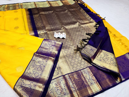 1g Gold Korvai Kanchipuram Pure Silk Saree Handloom Kanjivaram Sari| SPK185
