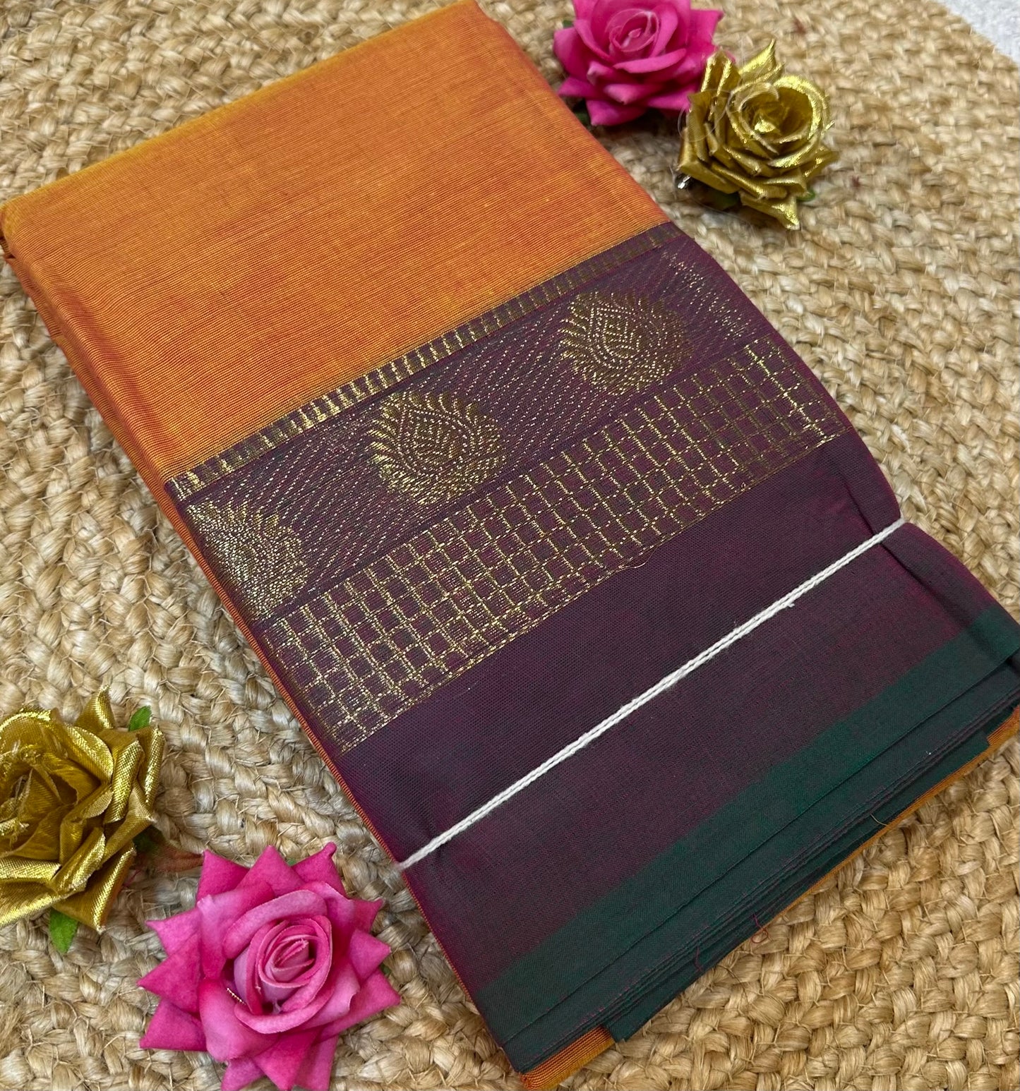 Chettinad Silk Cotton Traditional Kanchi Sari South Indian Saree S142