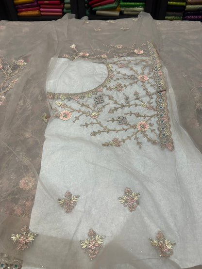 Pastel Pink Fancy Party wear Net Sari Indian Saree S80