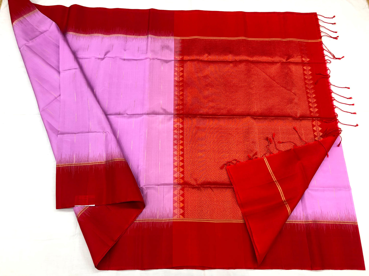 Pattu Soft Silk Indian Saree Pure Silk Sari Lavender Red SS49