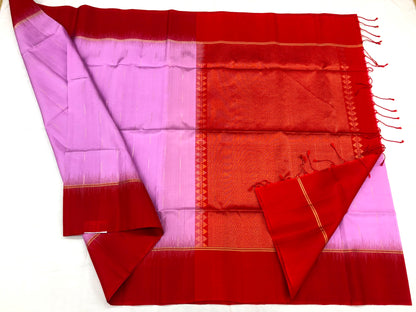 Pattu Soft Silk Indian Saree Pure Silk Sari Lavender Red SS49