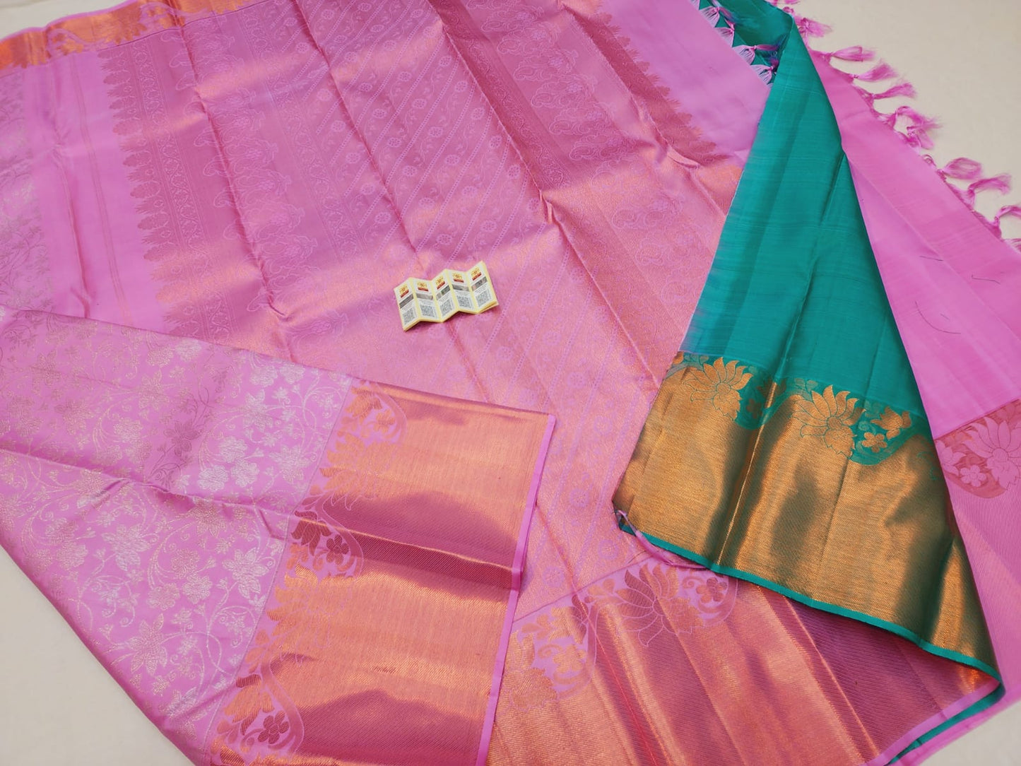 Bridal Kanchipuram Pure Silk Saree Pink Kanjivaram Sari| SPK117