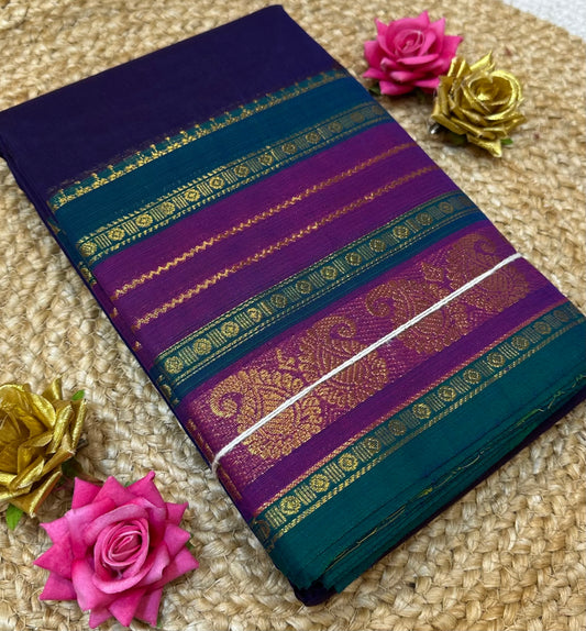 Chettinad Silk Cotton Traditional Kanchi Sari South Indian Saree S142