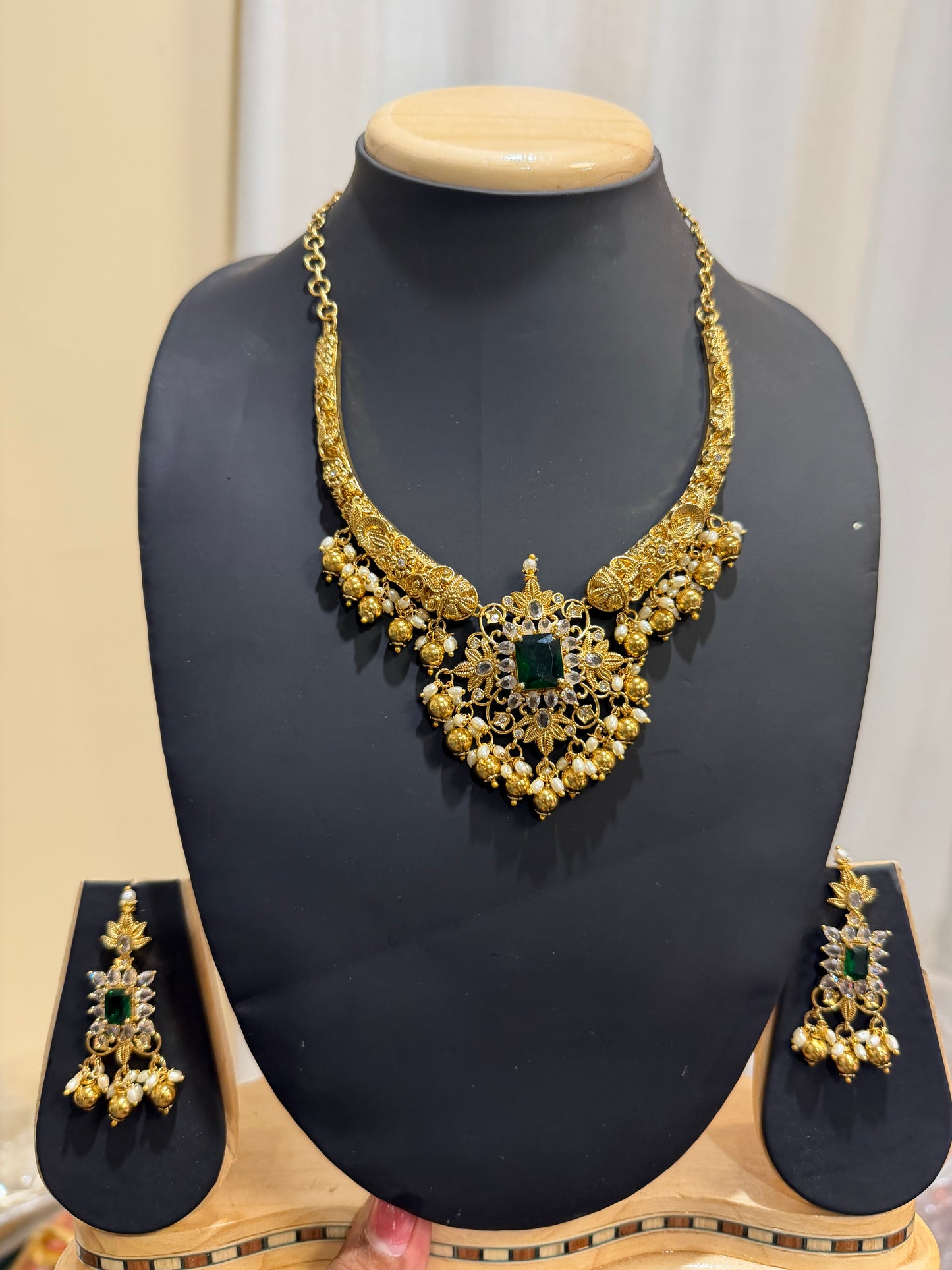 Indian Necklace & Earrings Temple Jewellery Set N86