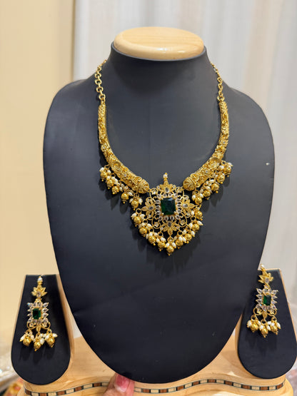 Indian Necklace & Earrings Temple Jewellery Set N86