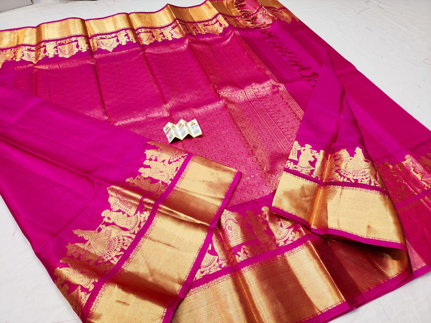 Kanchipuram Pure Silk Saree Pink & Gold Kanjivaram Sari| SPK210
