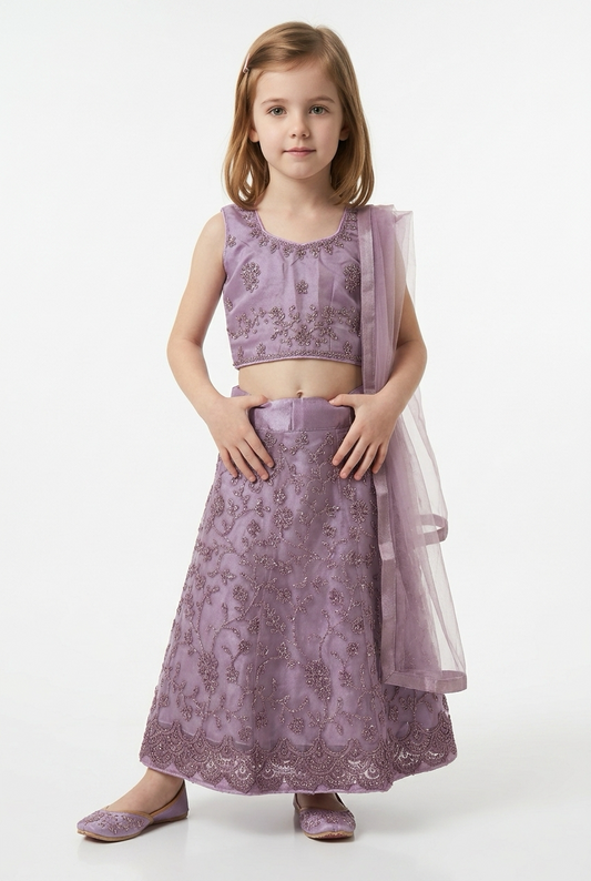 18” Size Age 1 Lavender Indian Lehenga Pavadai Sattai Skirt Top G73 Col 4
