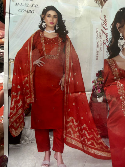 Rusty Orange Indian 3 piece Outfit Salwar Kameez Suit Z4