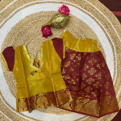 18” Age 1 size Top Indian Lehenga Pattu Pavadai Sattai Skirt Top G53