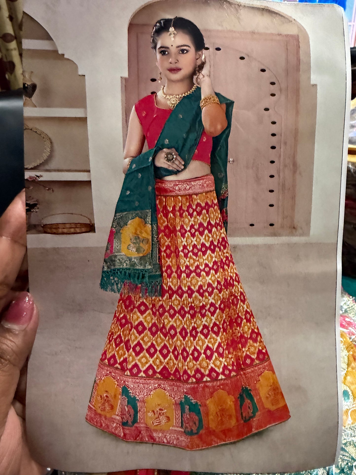 28” Size Age 6 Green Indian Lehenga Pavadai Sattai Skirt Top G78 Col 1
