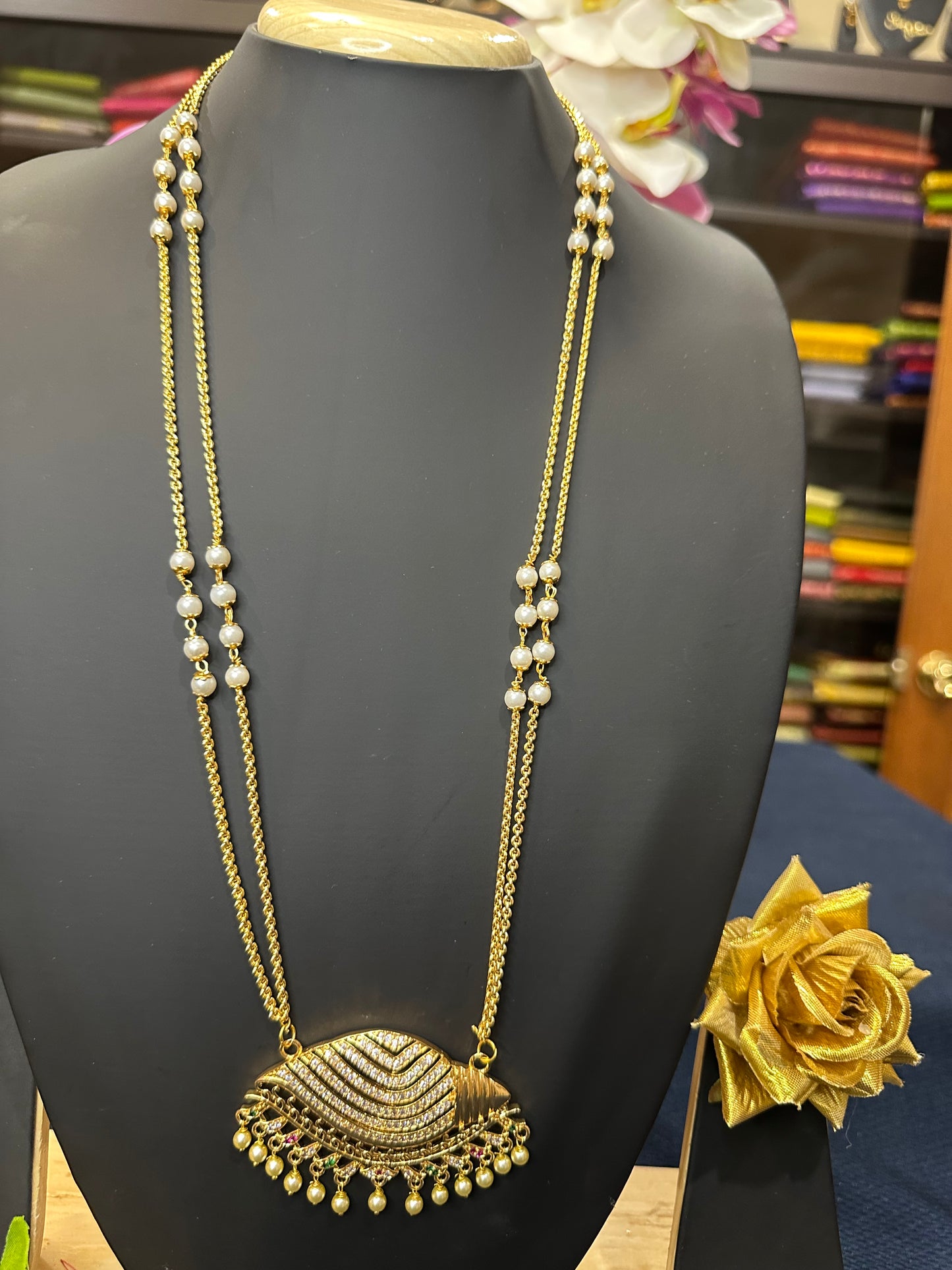 Impon Indian Necklace Multi Sanku Conch Pathakkam Haram N21