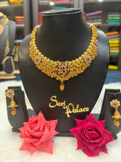 Indian Jewellery set Brass Necklace with Earrings N9