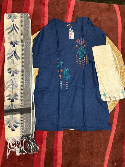 44” 2XL Indian Ladies Outfit Salwar Kameez Kurti Suit Set Blue SS16