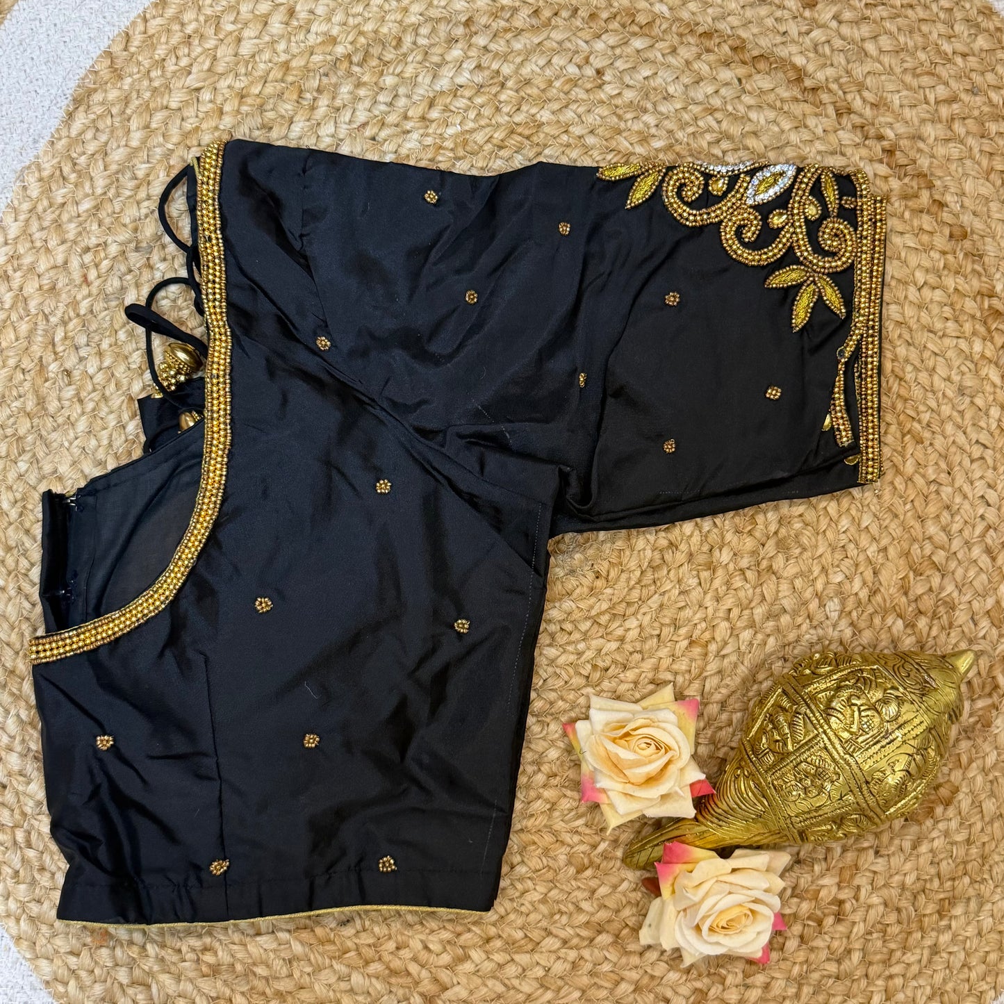 38” M Size 8 Aari Worked Sari Blouse Indian Saree Top Black B283